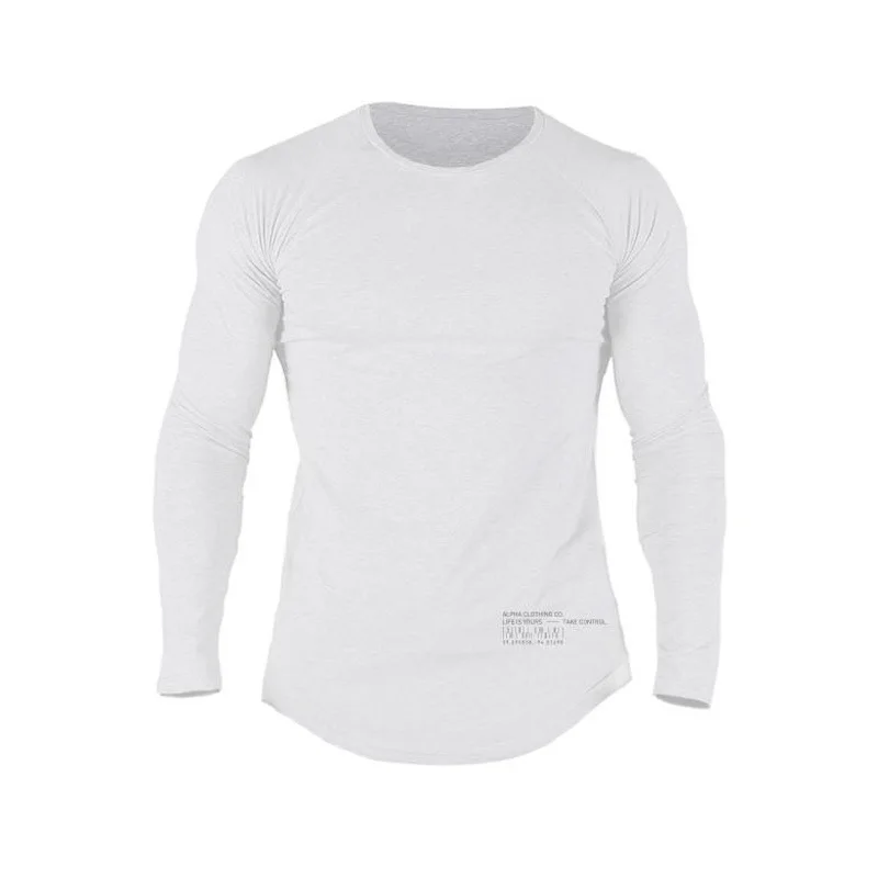 

Muscle fitness brother men autumn sports and leisure running exercise pure cotton stretch long-sleeved T-shirt