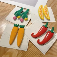 1pair cute vegetables fruits hair clips colorful kids kawaii hairpins women hair accessories