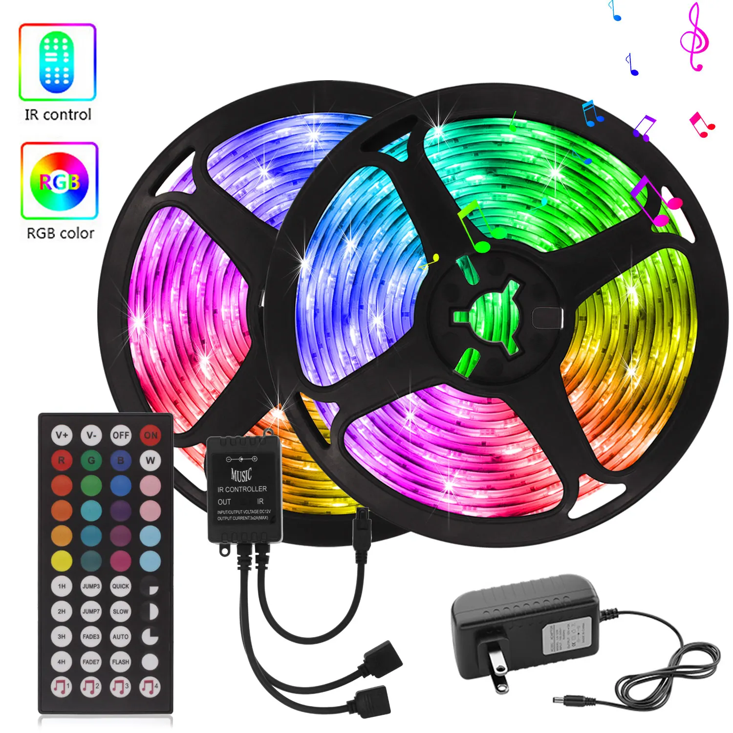 

Music Sync LED Strip Light 12V Backlight TV RGB Tape with Controller 5050 Led Lights Holiday Bedroom Decoration Christmas Lights