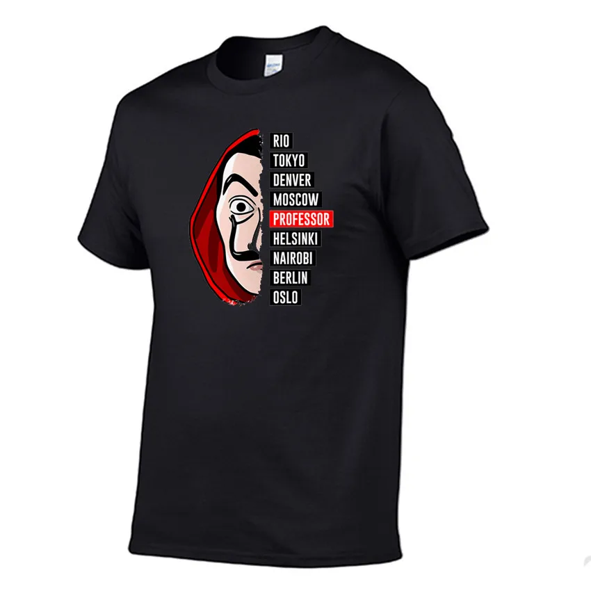 Летняя мужская футболка 2020 Забавный дизайн с принтом La Casa De Papel футболки для