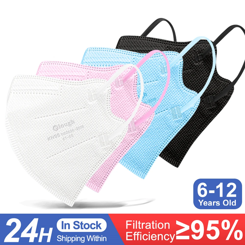 10-100 ШТ. Одноразовая детская маска для лица промышленного использования с пятью слоями и завязками за уши, из модной ткани для мальчиков и девочек от 6 до 12 лет.