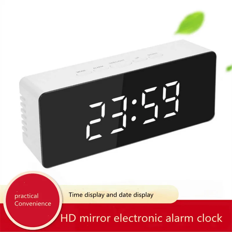 

Led Mirror Alarm Clock Creative Function Desktop Digital Temperature Electronic Alarm Clock Ringtone Mirror Student Gift