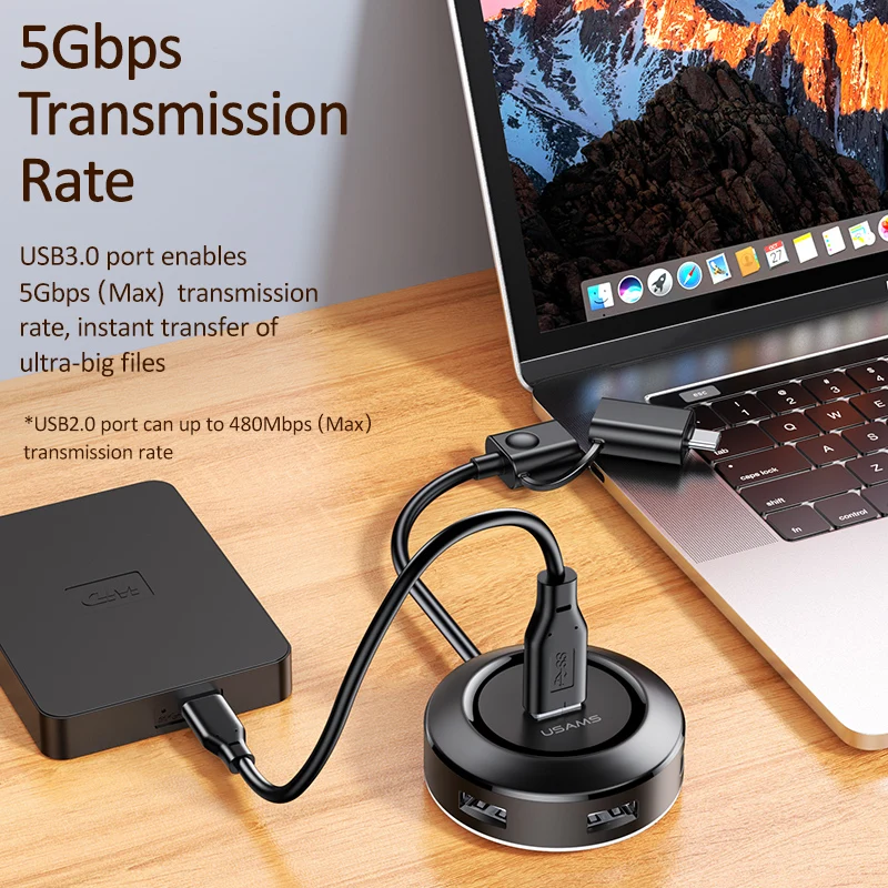 USAMS usb хаб USB 3 0 type C концентратор для MacBook Pro поверхность 2 адаптер с Micro компьютера