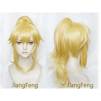bowsette cosplay wig princess bowser peach wavy blonde heat resistant synthetic hair perucas clip ponytail cosplay wigs wig cap