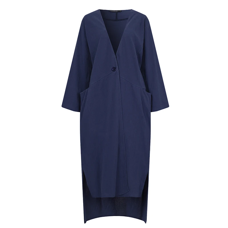 

2021 Autumn Long Sleeve Split Blouse ZANZEA Women Long Cardigan Vintage Casual V Neck Cotton Linen Shirt Female Vestidos Tunic