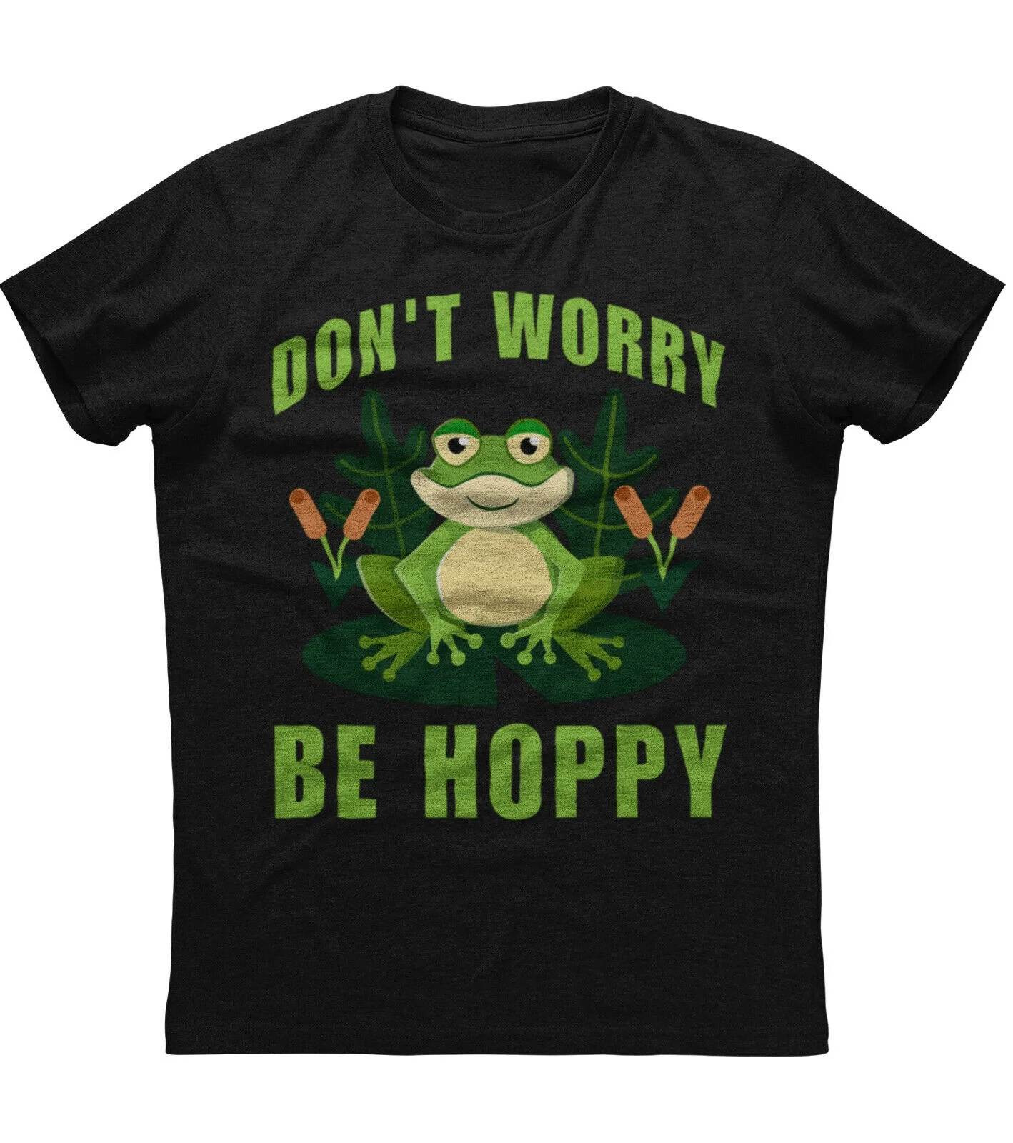 

Don't Worry Be Hoppy Print Mens Summer O-neck Short Sleeve Cotton Black T-shirt