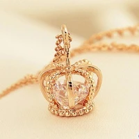 2019 crown pendant necklace gold color fashion women crystal wedding choker necklace jewelry for female bijoux gift