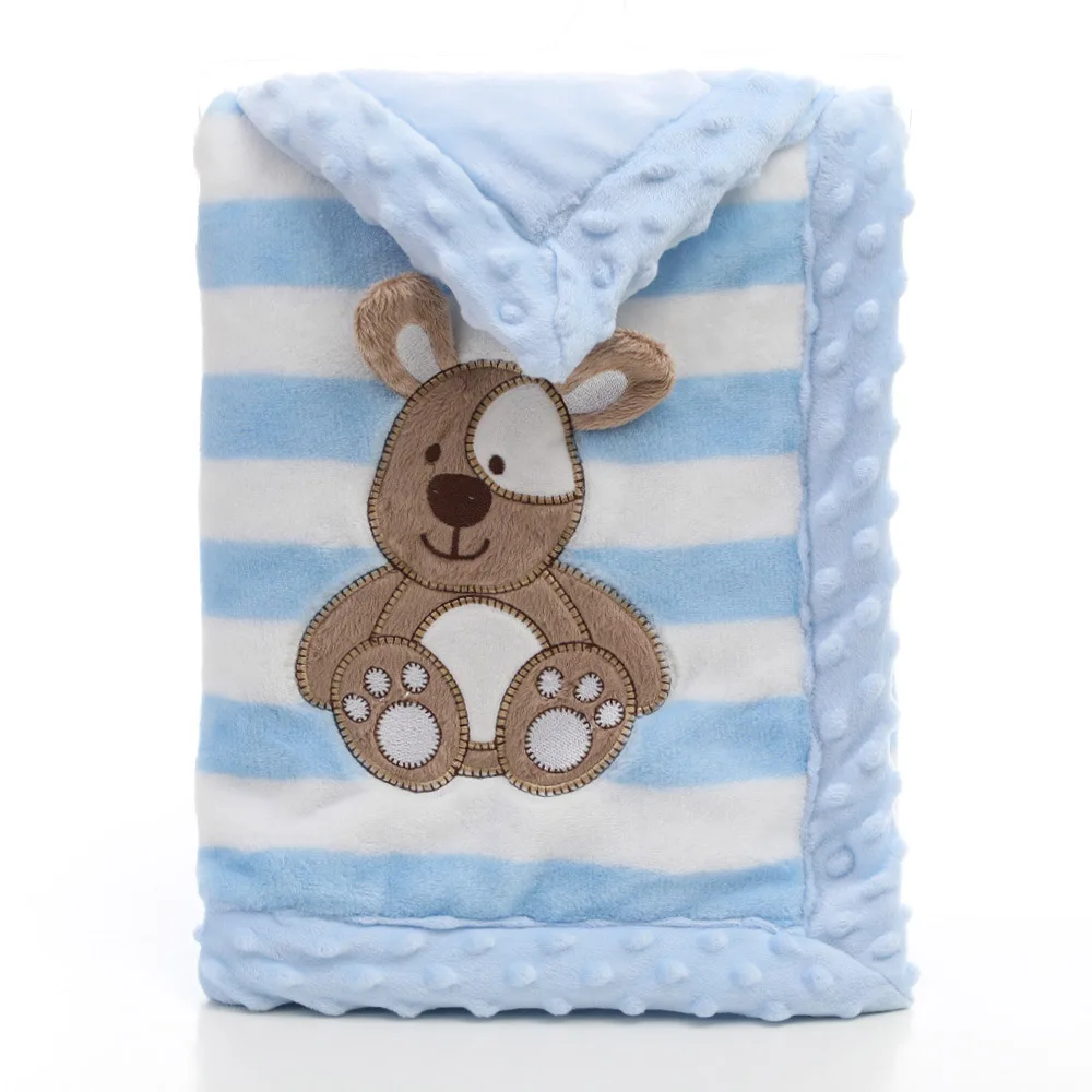 Blue Bear Двухслойное утепленное детское одеяло, зимнее теплое, 75x100 см, детское Фланелевое Пеленальное Одеяло для новорожденных - Цвет: Blue Bear