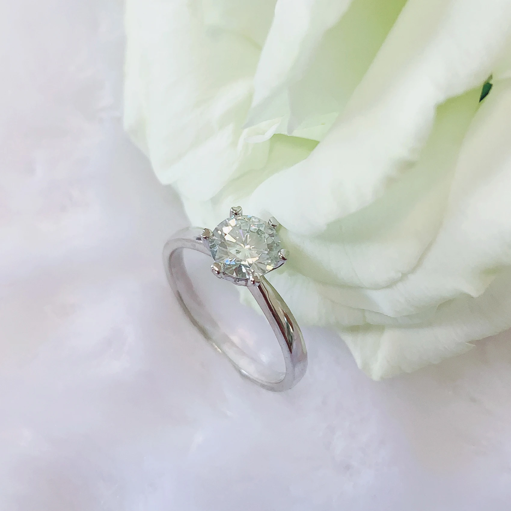 14 к кольцо из белого золота 1ct 2ct 3ct круглая огранка DF Moissanite обручальное кольцо юбилейное кольцо Moissanite кольцо для женщин
