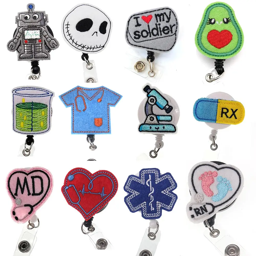 

Hot Sale Cartoon Felt Retractable Nurse ID Badge Reel Holder