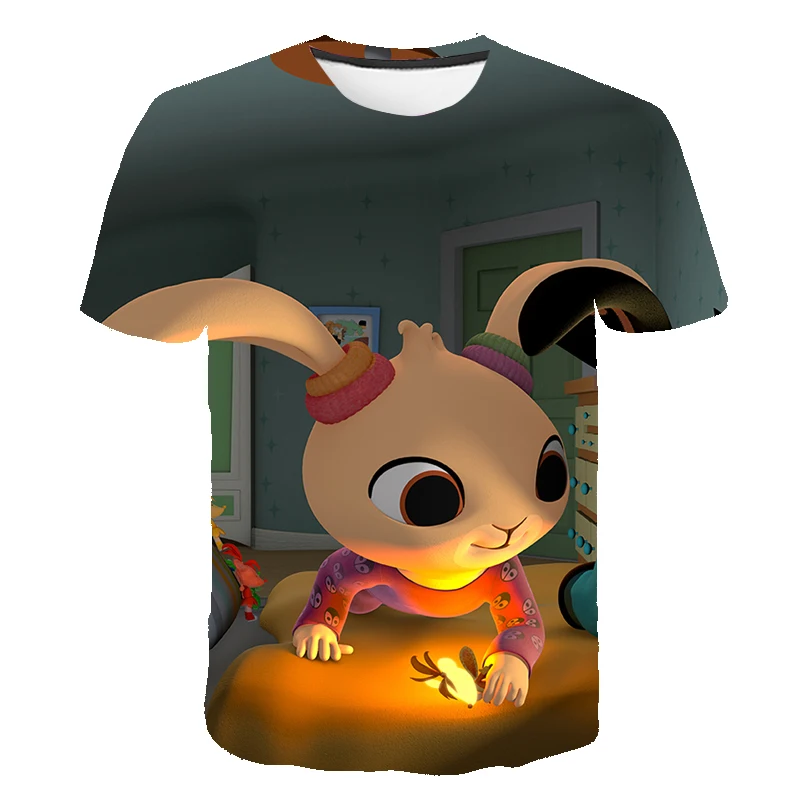 

2021 Summer 3D Kids Cartoon Rabbit Bing Fun Boy t-shirts Short Sleeve Kids Sports Cute Baby O-Neck T-shirt 4T-14T
