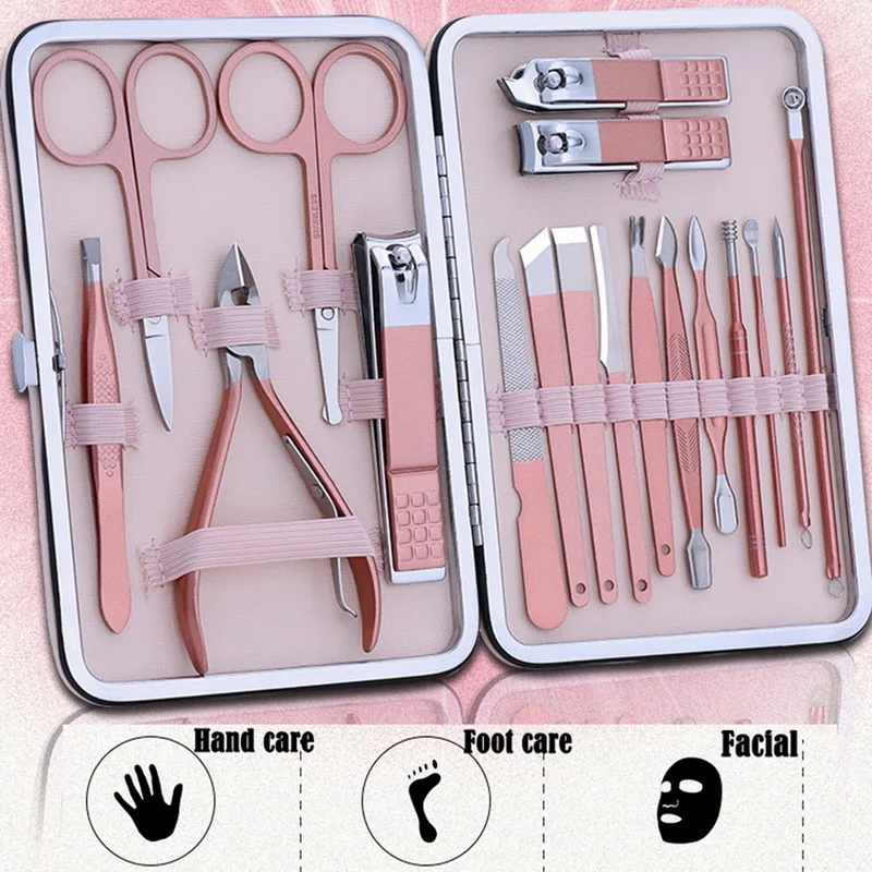 

7/10/12/16/18PC Nail Clipper Set Professional Stainless Steel Nail Scissors Clipper Tweezer Tools Family Foot Hand Care Set