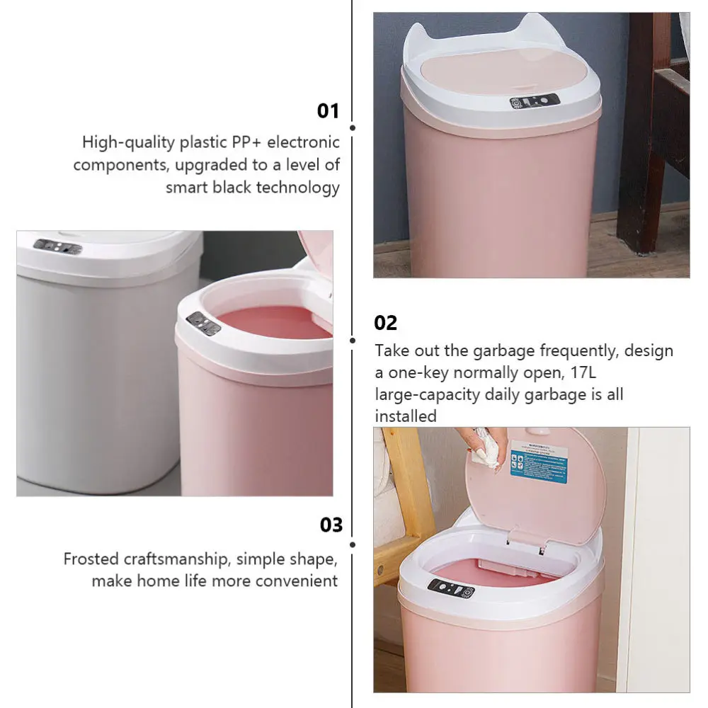 

1pc Convenient Waste Bin Household Automatic Induction Trash Can Container