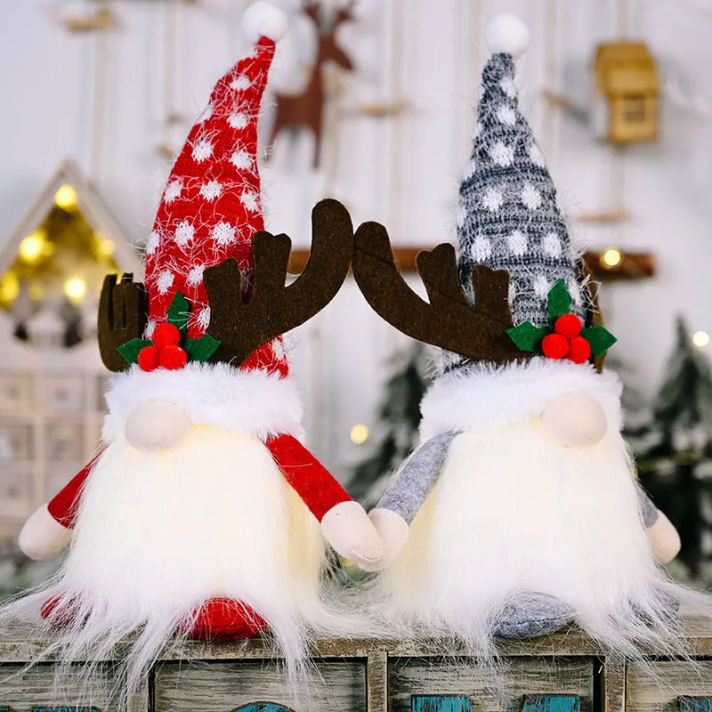 

Рождественские рожки, кукла без лица, милая плюшевая игрушка, светящийся Настольный орнамент для дома, гостиной, спальни, декор DFDS889