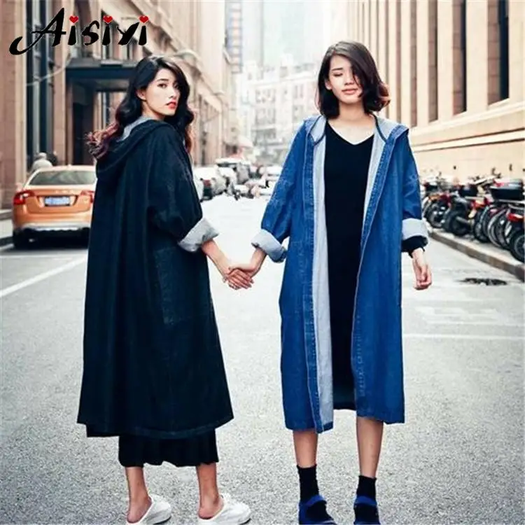 Женский джинсовый Тренч повседневный простой классический свободный винтажный