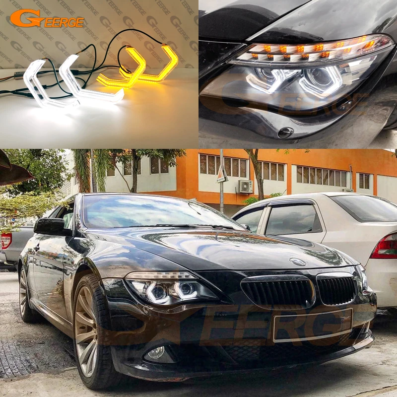 

For BMW E63 E64 630Ci 630i 645Ci 650i M6 LCI Super Bright led 3D Hexagon Angel Eyes halo rings M4 Iconic Style crystal Day light