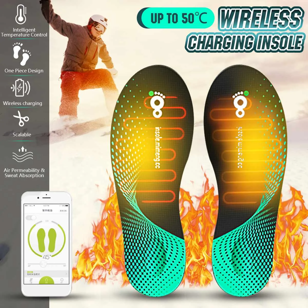 Электрические умные Подогреваемые стельки теплый подогреватель ног