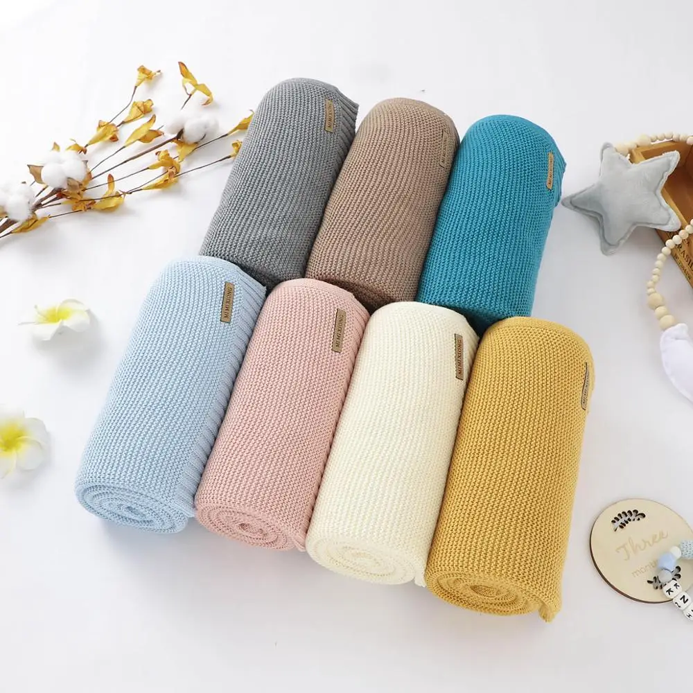 

Blankets Newborn Knitted Cotton Super Soft Infant Swaddle Baby Girls Boys Stroller Blanket Cobertor Infantil Wrap Kids Monthly