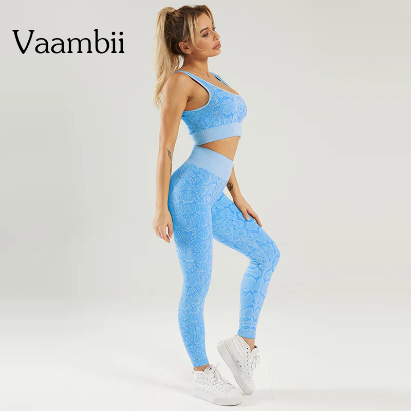 

Woman Snake Workout Clothes Seamless Sport And Fitness Fashion Gym Leggings Set Women's 2 Piece Sportswear Female Clothing