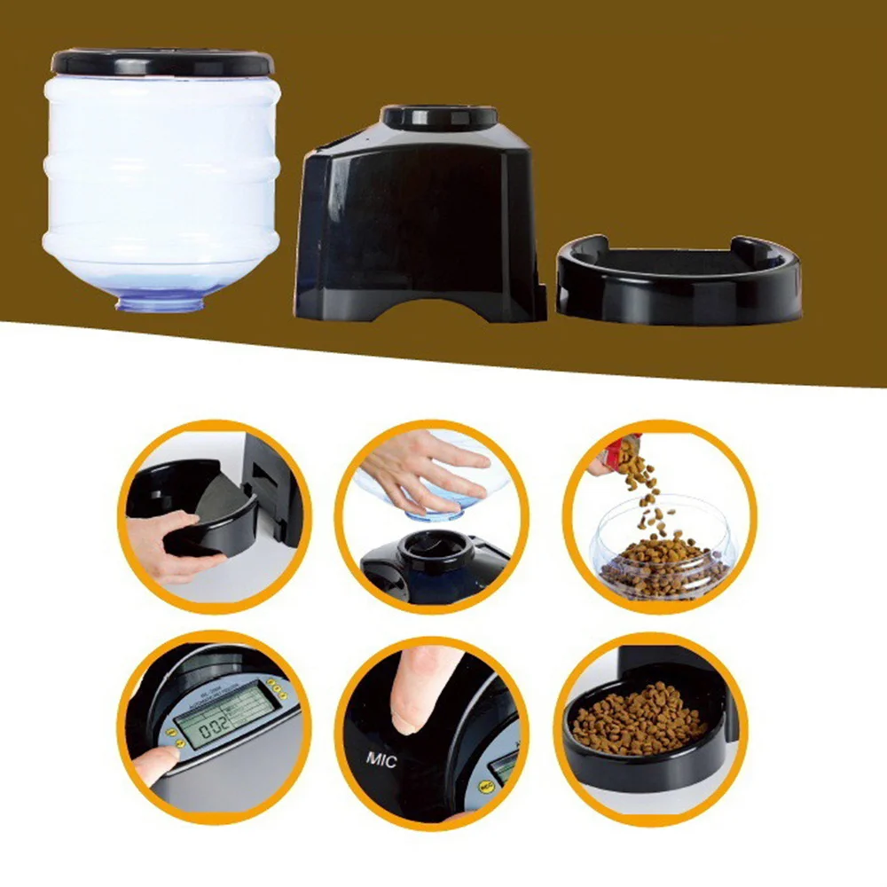 

Automatic Pet Food Feeder Programmable Animal Food Bowl Timed Auto Dispenser for Cat Dog Puppy Feeding 5.5L