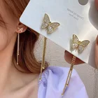 Корейские стразы серьги-подвески в форме бабочки с кристаллами серьги-гвоздики женские ювелирные изделия