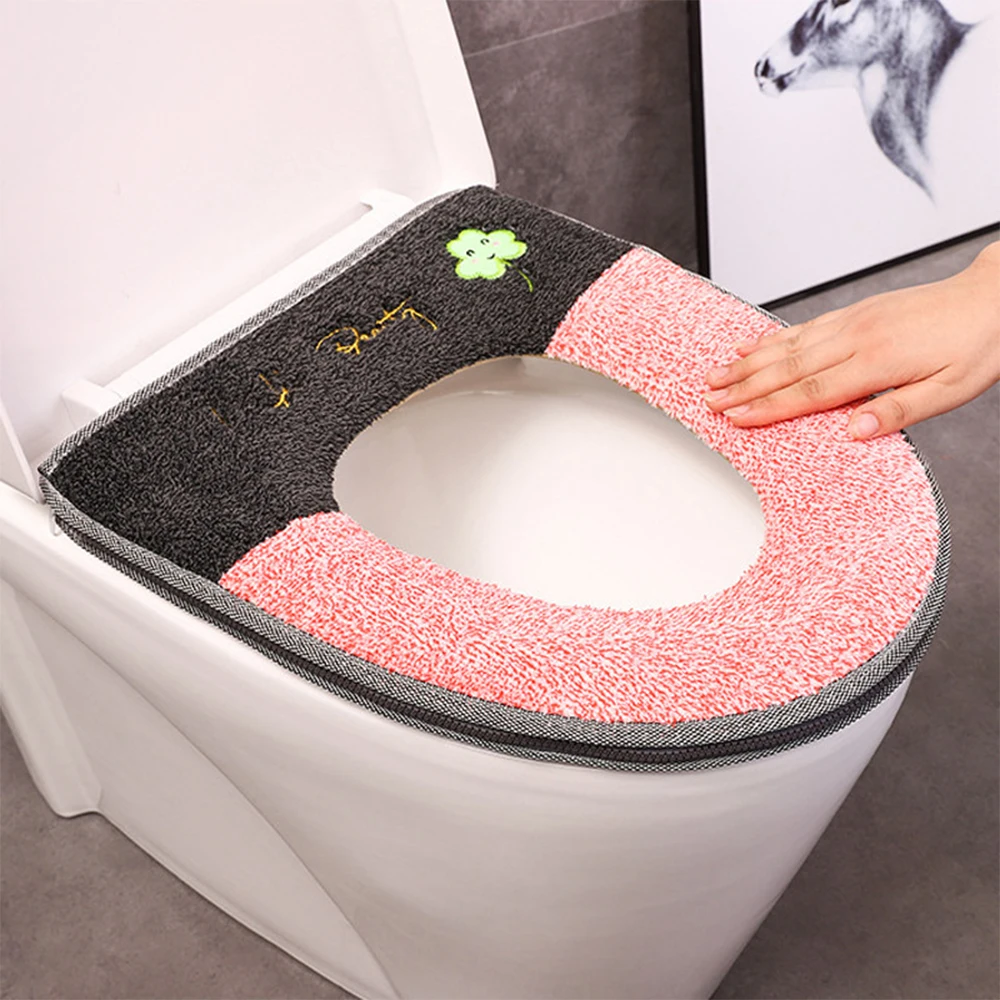 

1Pc Home Luminous Toilet Pad Thickened With Zipper O-Shaped U-Shaped Plush Toilet Seated Toilet Seat Cushion Toilet Seat Cover