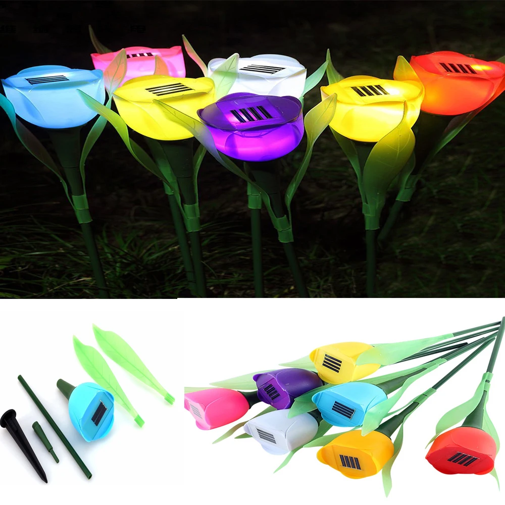 

6Pcs Solar Light Solar Tulip Flower Lamp Multi-Color LED Outdoor Waterproof Garden Yard Path Lawn Insert Solar Light