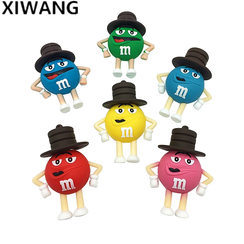 

Fashion Cartoon Cap M Chocolate Beans USB Flash Drive 128gb Usb 2.0 4GB 8GB Pendrive 16GB Flash Memory Stick 64GB Pen Drive 32GB