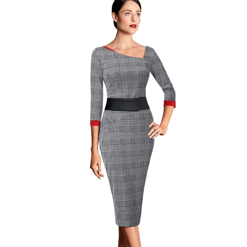 Vfemage женское асимметричное винтажное элегантное контрастное платье с рюшами для