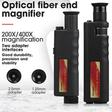 Handheld Optical Fiber End Face Magnifier AUA-200/400X Multiples Fiber Inspection Microscope 2.5mm(SC/FC/ST) /1.25mm(LC) Adapter