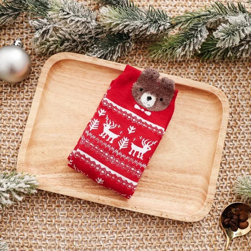 Christmas Socks Colored Cotton Red Socks 22 Pairs Cartoon Animal Cotton Cute Gift Christmas Socks Girl