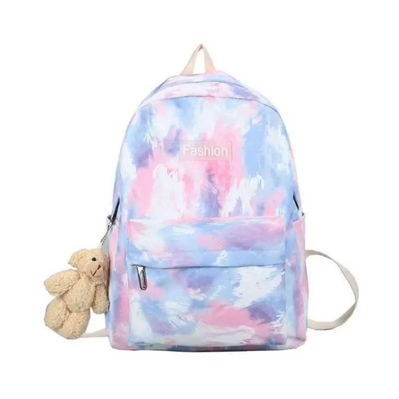 

Women Backpack Tie Dye Mixed Color Nylon School Bookbag Daypack Rucksack Shoulder Bag for Teenager Girls