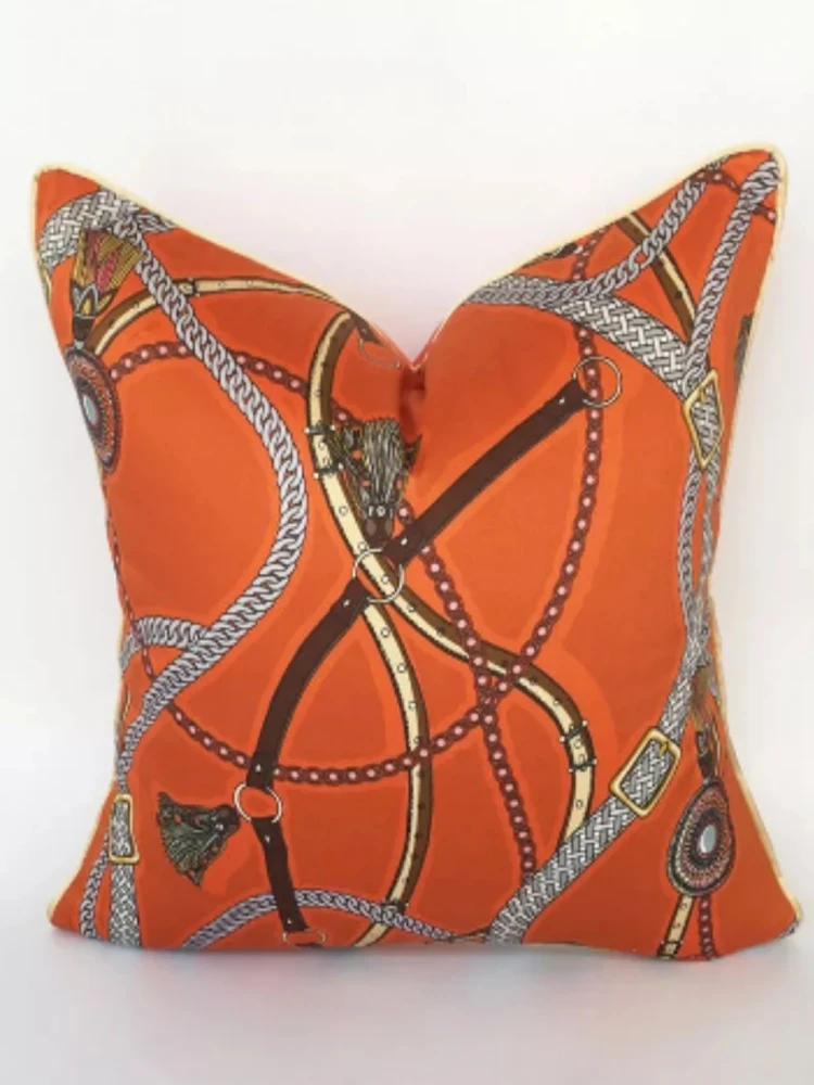 Высококачественная наволочка из чистого хлопка оранжевого и белого цвета в