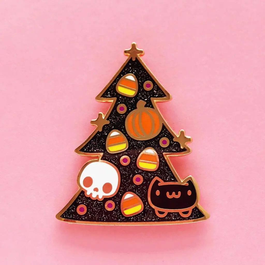 Блестящая Рождественская елка жесткая эмалированная булавка кавайная тыква