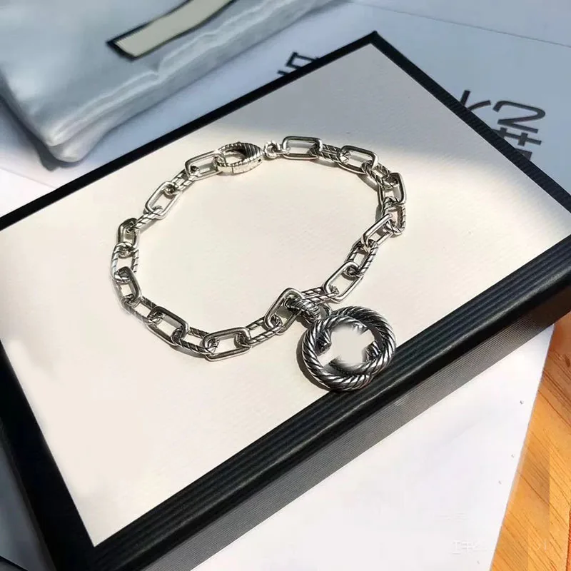 

925 Sterling Silver Twisted Double G Men And Women Couple Bracelet Fashion Luxury Brand Charm Exquisite Original Design Jewelry