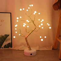 108 led usb 3d table lamp copper wire christmas fire tree night light for home holiday bedroom indoor kids bar decor fairy light