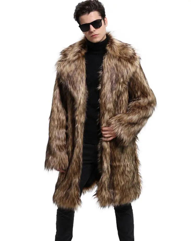 Осенняя куртка из искусственной норки мужская коричневая зимняя утепленная шуба