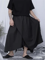mens culottes yamamoto dark black couples with the same size loose asymmetric casual wide leg pants