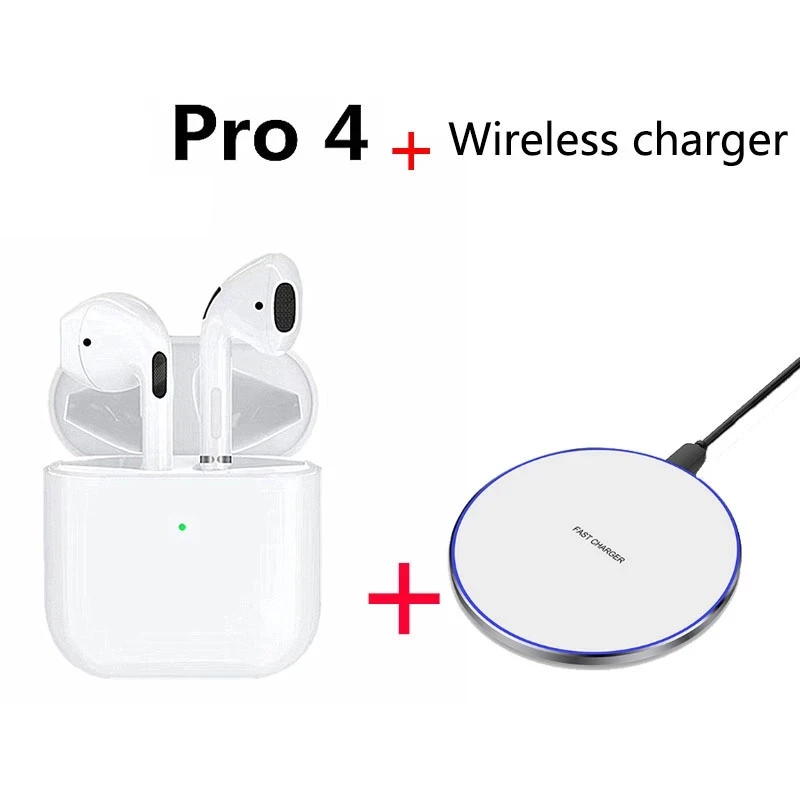 

Беспроводные Bluetooth наушники Pro 4, TWS наушники, Hi-Fi музыкальные наушники, Спортивная игровая гарнитура с беспроводным зарядным устройством, Пр...