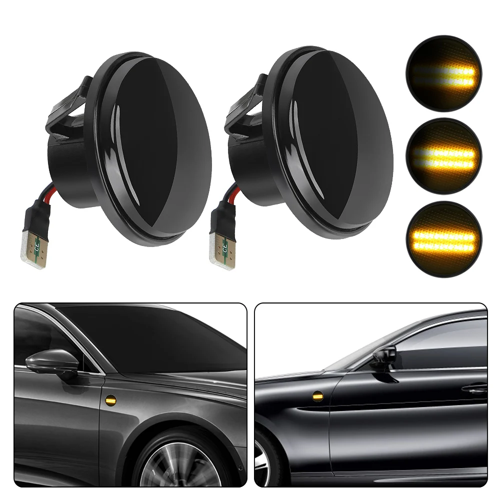 

2Pcs/set Flowing Water Indicator Lamp Fit for Mazda MX-5 Mk1 Mk2 Mk3 1989-2015 Fender Side Marker Lights Amber Turn Signal Light