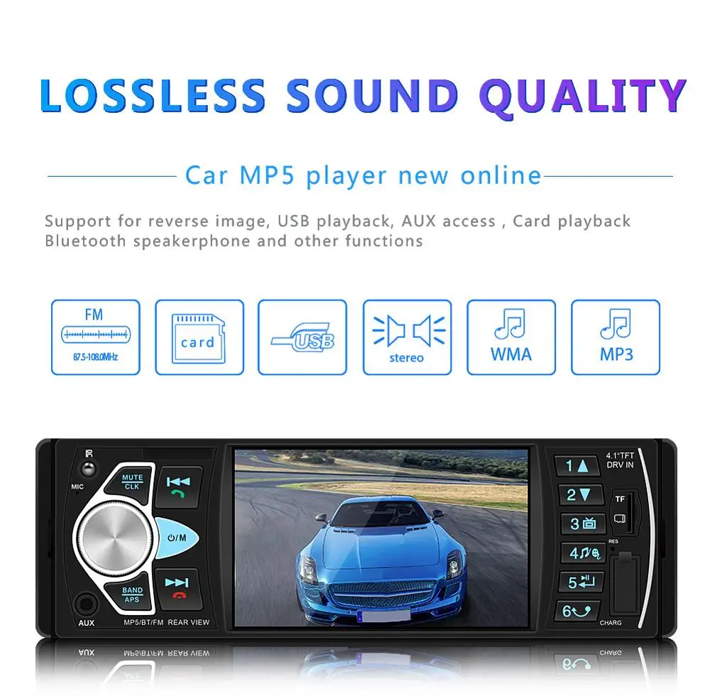1 Дин радио 4 ''цифровой Дисплей Bluetooth FM MP3 Авто мультимедиа аудио плеер USB TF
