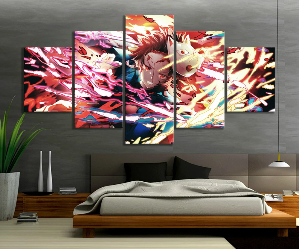 5 панелей цифровое искусство Безрамные Картины Империя греха видеоигры живопись