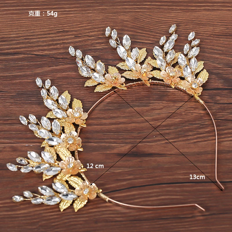 

Tiaras For Women Pink Crystal Rhinestone Floral Tiaras and Crowns Gold Metal Wedding Hair Jewelry Headpiece Bride Hairband 2021