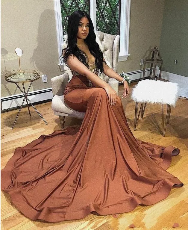 Vestidos de gala африканская Русалка Выпускные платья Длинные сексуальные глубокий v-образный вырез импортные вечерние платья черные женские вечерние платья для девочек