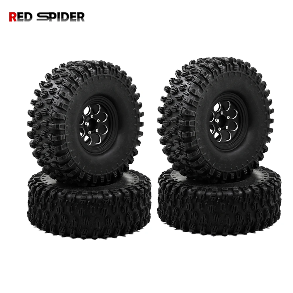 4pcs 2.2 Wheel Tires & Metal Beadlock 10 Spoke Wheel Rim for 1/10 RC Rock Crawler Axial SCX10 90046 Traxxas TRX-4 enlarge