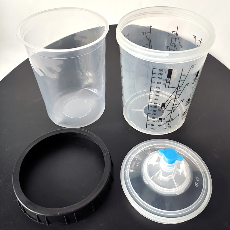 ATPRO 800ML Spray Gun Disposable Pot With Scale Plastic Transparent Paint Mixing Cup Measuring Adapter |