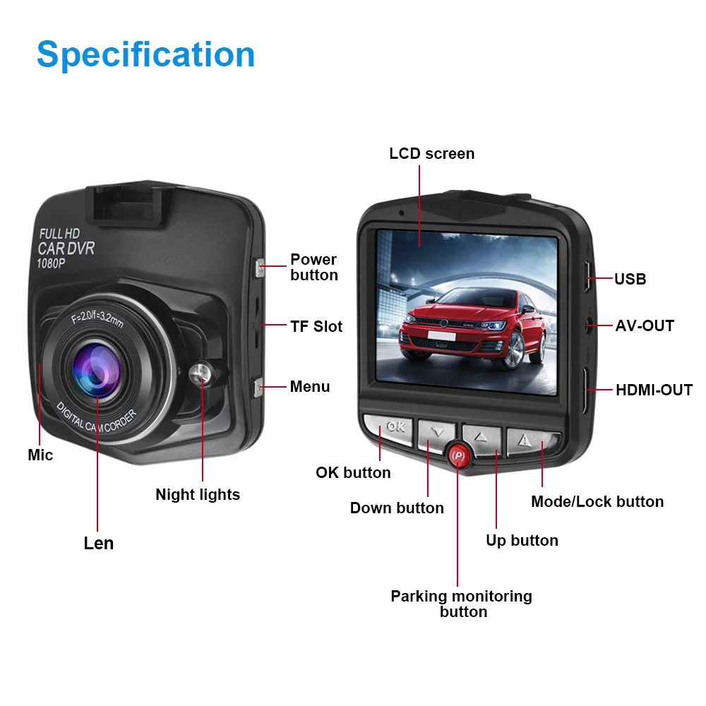 

HD 1080P Mini Car DVR Camera Dashcam Dash Cam Digital Video Recorder Camcorder Night Vision 32G Memeory Card Auto Electronic