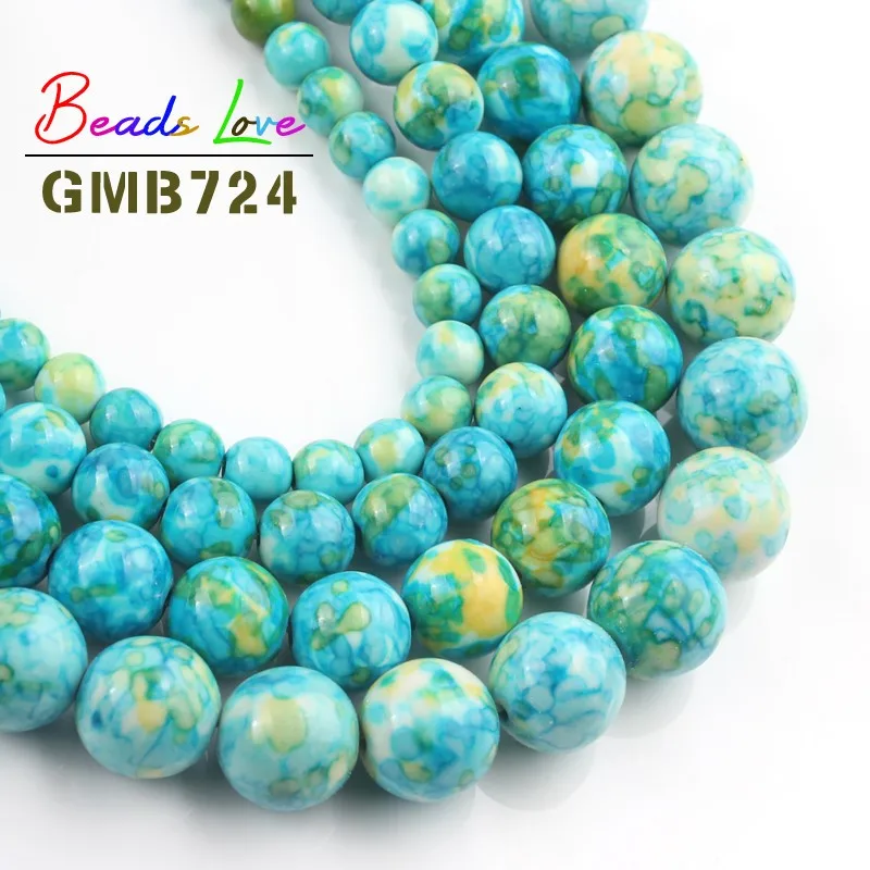 Натуральный камень светло-голубой желтый точечный дождевой Камень круглые