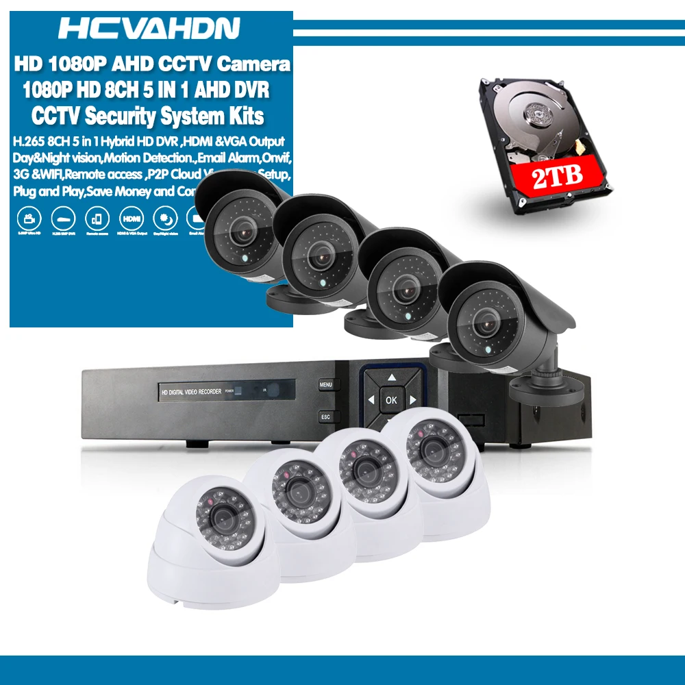 HD 8 канальная домашняя система видеонаблюдения 8CH AHD DVR НАБОРЫ 2.0MP 1080P 3000TVL CCTV камеры