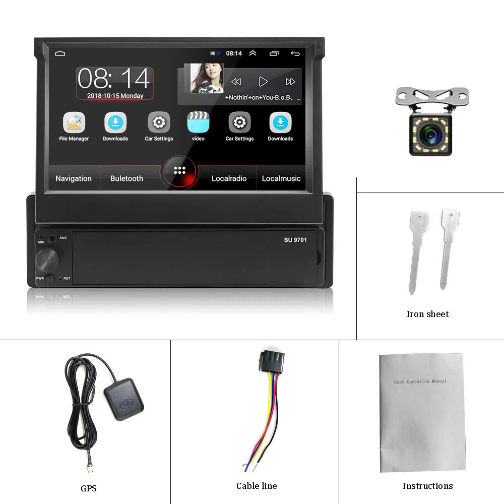 with 12led cam 1din Android 8,1 четырехъядерный автомобильный gps-навигатор 7 ''Universa радио WiFi Bluetooth MP5 Мультимедиа+ камера - Цвет: with 12led cam